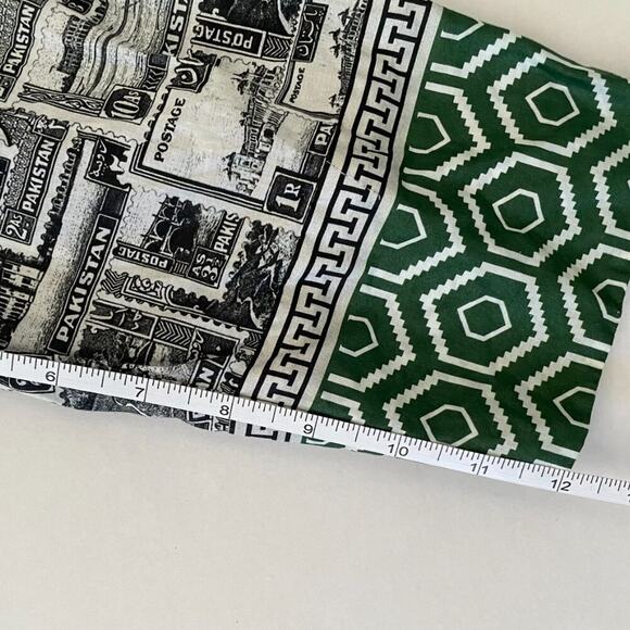 Cotton V-Neck Tunic/Kaftan Geometric Print Pakistan Stamp Print, Size XS - Picture 16 of 16